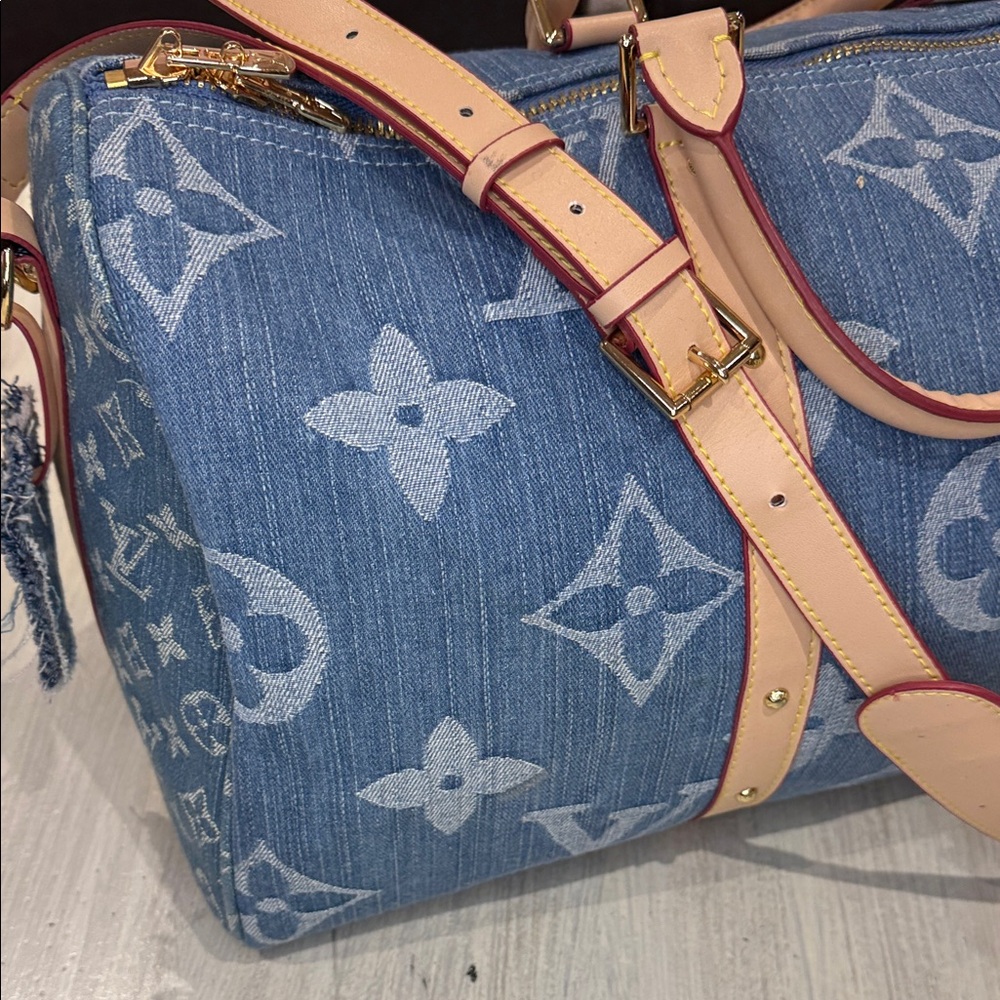 Source Unknown Denim Monogram Keepall Bandouliere… - image 5